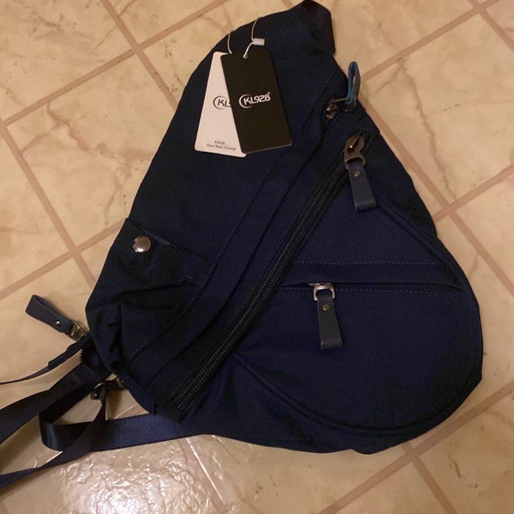 Navy Blue Nylon Sling Crossbody Bag